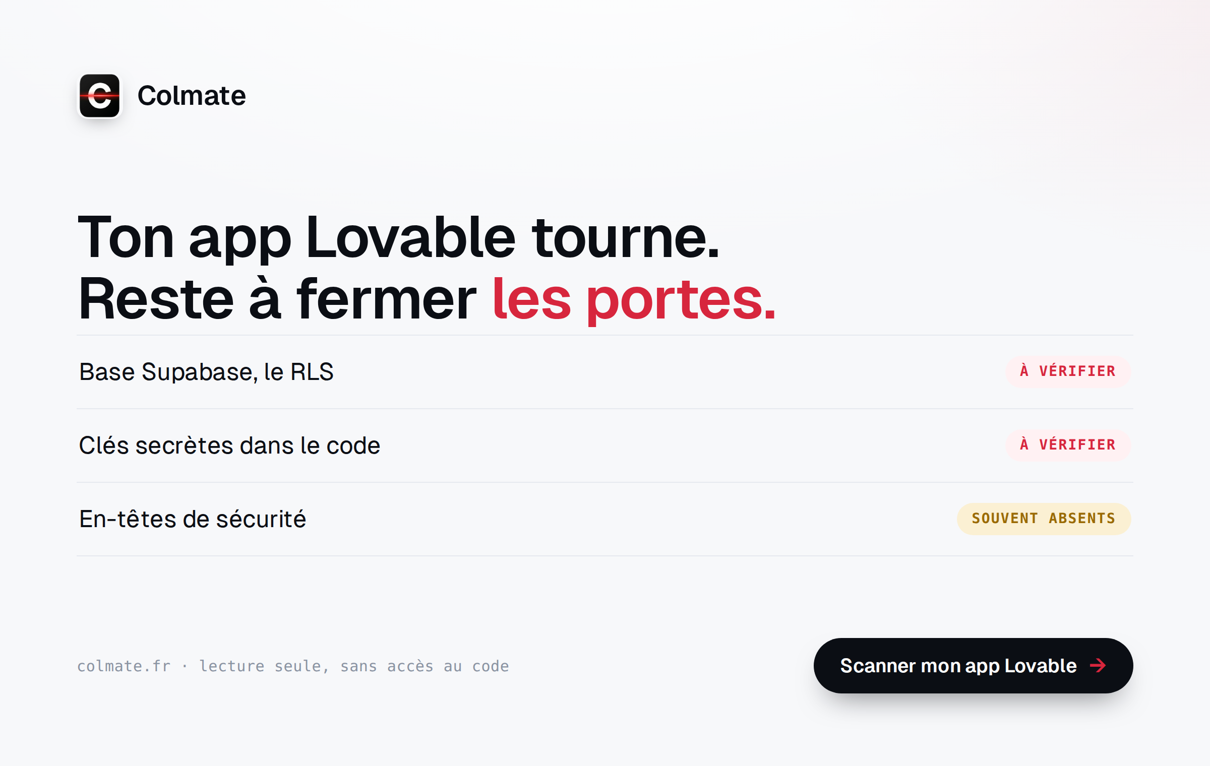 Sécuriser une app Lovable : la checklist avant de lancer